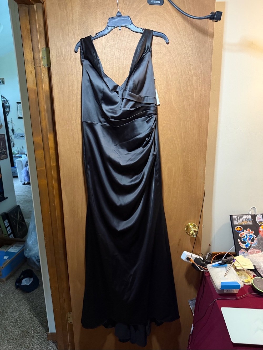 Galina Signature GS290030 Black Satin Mermaid Gown Size 12 NWT David’s Bridal